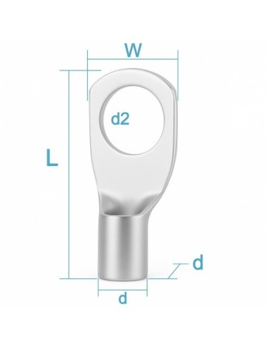 Terminal de Cobre Tubular 10mm² Ojal M6 10 Uds SC10-6