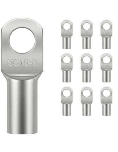 Terminal Tubular 10mm² Ojal M8 10 Uds SC10-8 Cobre
