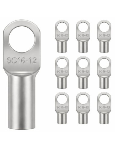 Terminal de Cobre Tubular 16mm² Ojal M12 SC16-12 10 uds