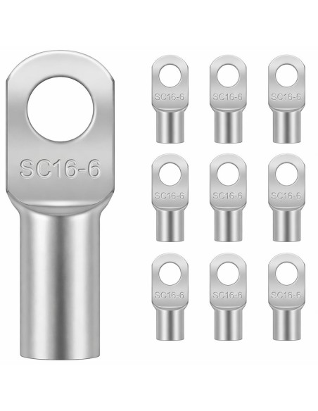 Terminal Tubular 16mm² Ojal M6 SC16-6 Cobre x10 Batería