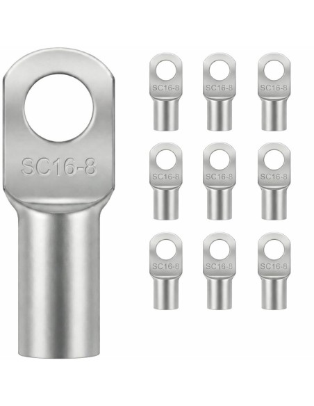 Terminal Tubular 16mm² Ojal M8 SC16-8 Cobre x10 Batería