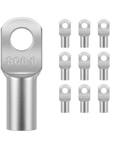 Terminal de Cobre Tubular 6mm² Ojal M6 10 Unidades SC6-6