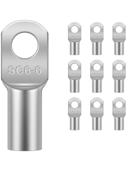 Terminal de Cobre Tubular 6mm² Ojal M6 10 Unidades SC6-6