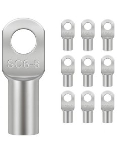 Terminal Tubular 6mm² Ojal M8 SC6-8 Cobre 10 Unidades