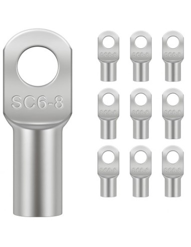 Terminal Tubular 6mm² Ojal M8 SC6-8 Cobre 10 Unidades