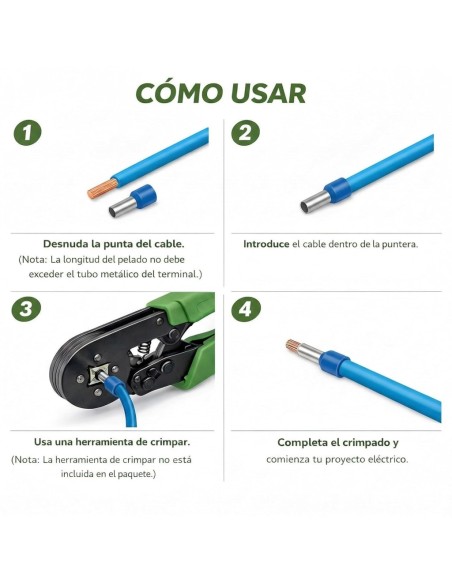 Punteras Huecas Aislantes Negra 1,5mm² 100uds para Crimpado