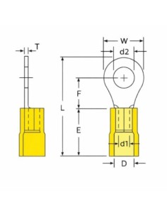 Terminal Redondo Anillo Amarillo M5 100uds 4-6mm² Preaislado 2