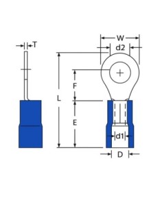 Terminal Anillo Azul M3 1,5-2,5mm² Preaislado 100uds 2