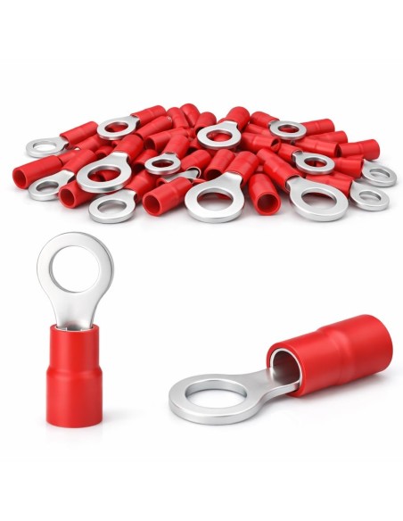 Terminal Redondo Anillo Rojo M4 0,5-1,5mm² Preaislado 100 uds